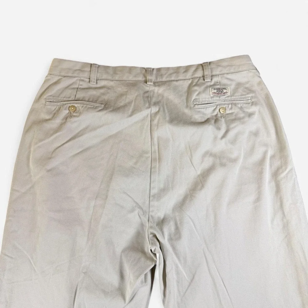 Vintage 90s Polo Ralph Lauren Andrew Pants Beige Pleated Size 38x32
